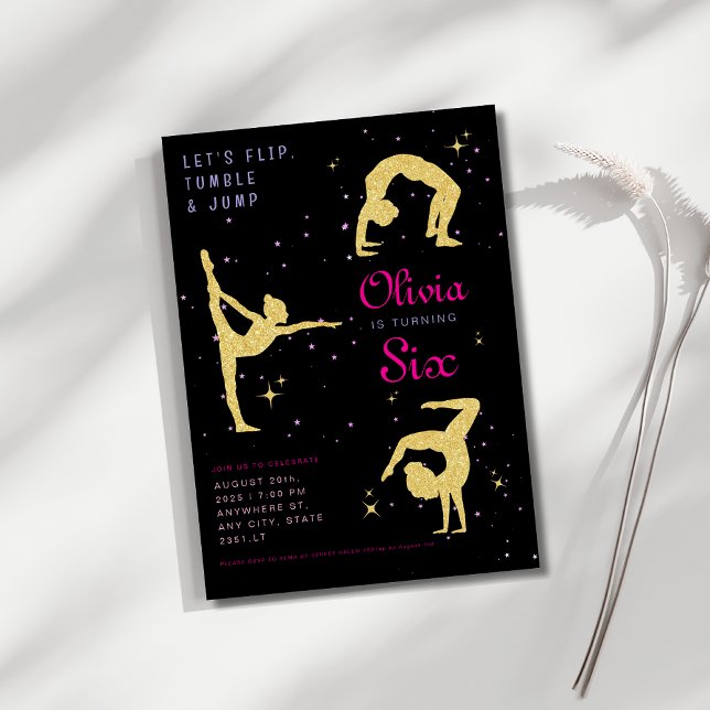 Invitation Tourner et sauter Gymnastique Anniversaire (Créateur téléchargé)
