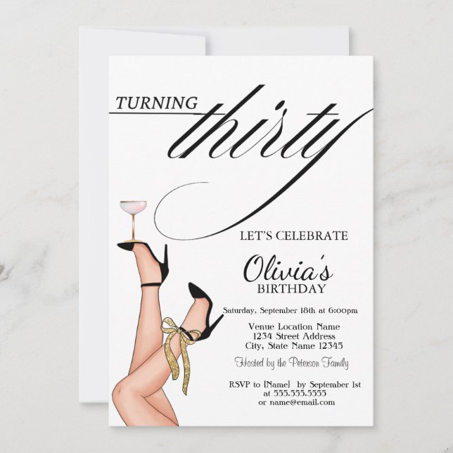 Invitation Tourner Trente Talons Hauts Martini 30e Anniversai (Devant)