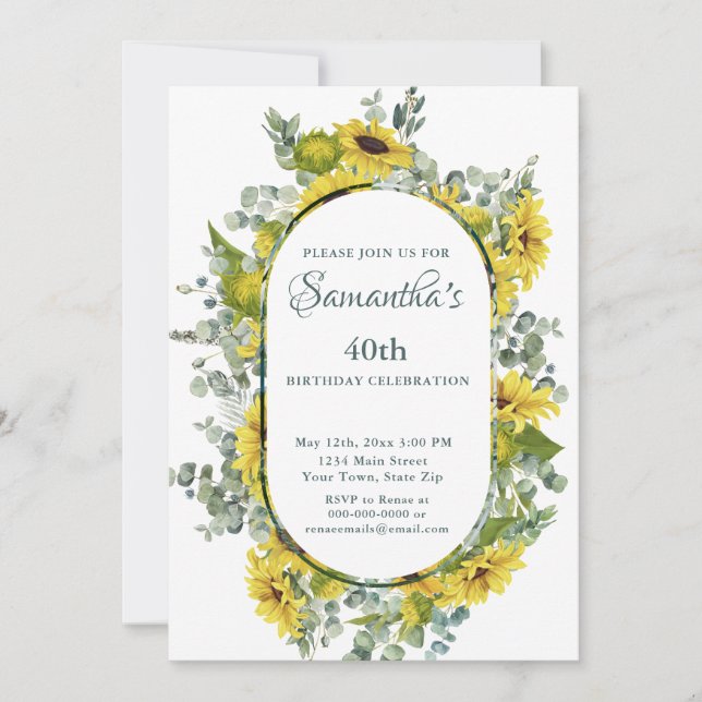 Invitation Tournesol 40e anniversaire (Devant)
