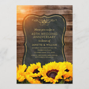 Invitation Tournesol 40e anniversaire de Mariage Automne rust