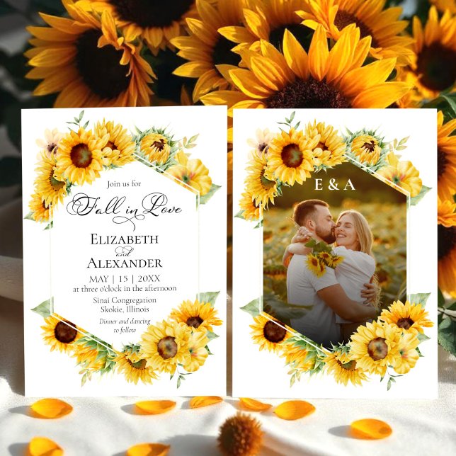 Invitation Tournesol Automne Chute d'amour Mariage photo (Créateur téléchargé)
