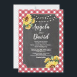 Invitation Tournesol blanc rouge mariage En vichy lumières fl<br><div class="desc">Tournesol blanc rouge mariage En vichy lumière florale Invitation. Modifiez le texte pour convenir à votre fête de mariage. Reportez-vous à la collection de mariages correspondante.</div>