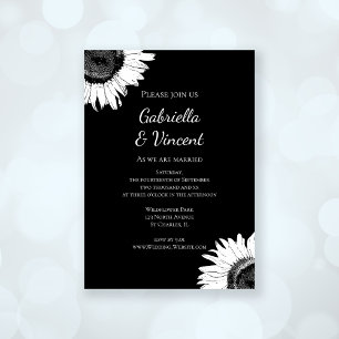 Invitation Tournesol blanc sur Mariage noir