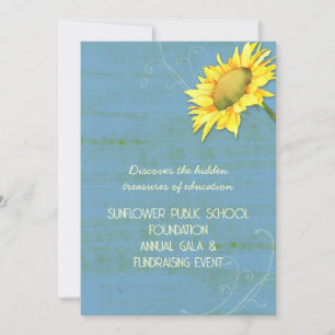 Invitation Tournesol bleu rustique Événements de collecte de