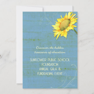 Invitation Tournesol bleu rustique Événements de collecte de