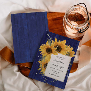 Invitation Tournesol Bleu Rustique Thème, Mariage campagnard