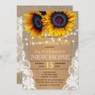 Invitation Tournesol burlap et dentelle automne maison chauff
