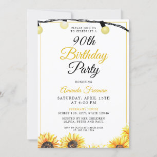 Invitation Tournesol chic 90e anniversaire