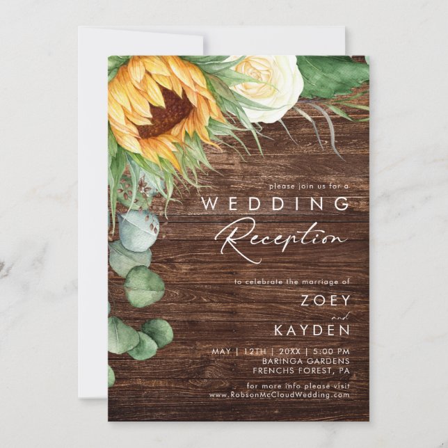 Invitation Tournesol Country Bold | Réception de mariage en b (Devant)