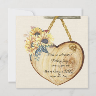 Invitation Tournesol Country Log et corde 25e anniversaire