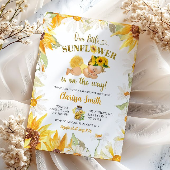 Invitation Tournesol Daisy Sur Le Chemin Baby shower D'Été (Créateur téléchargé)