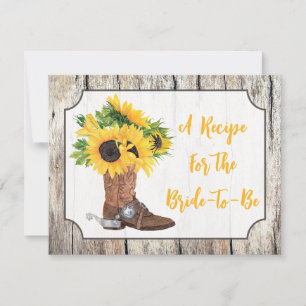 Invitation Tournesol dans Cowboy Boot Woodgrain Recette Card