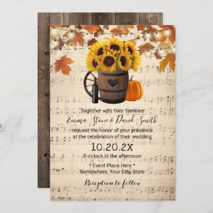 Invitation Tournesol d'automne et Citrouille Vintage Mariage