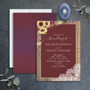 Invitation Tournesol de Bourgogne Mariage de script rustique