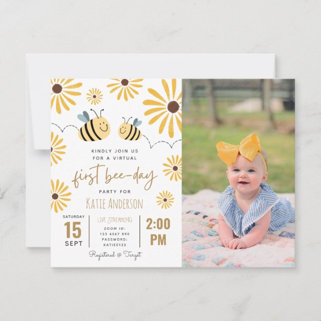 Invitation Tournesol de l'abeille jaune Virtuel Première phot (Devant)