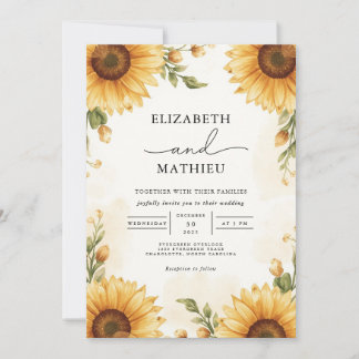 Invitation Tournesol d'or Rustic Romance Mariage