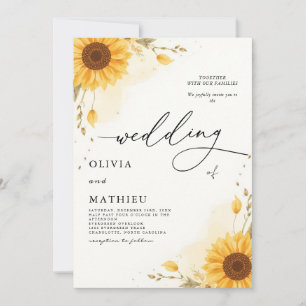 Invitation Tournesol doré Botanique Romance Mariage