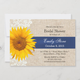 Invitation Tournesol en dentelle classique et Fête des mariée