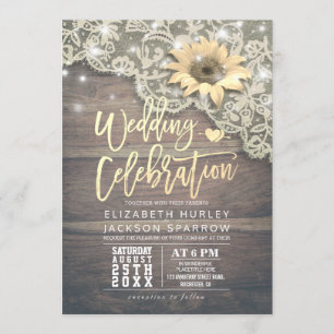 Invitation Tournesol en dentelle Vintage wedding shower Bois