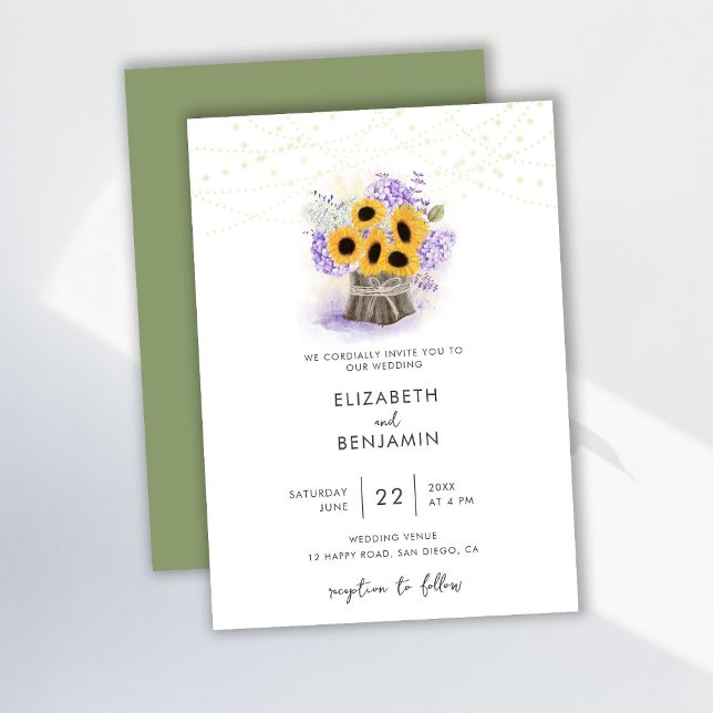 Invitation Tournesol en pot de bois rustique Hydrangea Boho M (Créateur téléchargé)