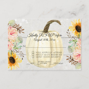 Invitation Tournesol en rose Floral Russe Citrouille Bois RSV