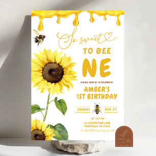 Invitation Tournesol et abeille doux pour être un premier ann