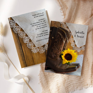 Invitation Tournesol et dentelle Mariage occidental