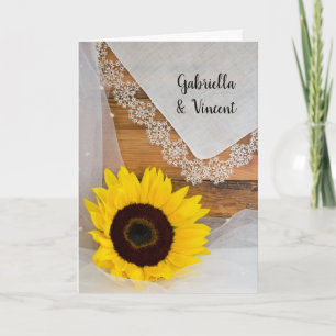 Invitation Tournesol et dentelle Mariage rustique