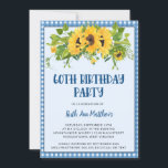 Invitation Tournesol et En vichy Photo 60e fête d'anniversair<br><div class="desc">Sunflower et En vichy 60th Birthday Party Invitation - De magnifiques tournesols d'aquarelle et verdure sont présentés dans ce design. Une typographie audacieuse et unique avec une photo à l'arrière de l'invitation. Sera également disponible sans photo. Invitation de fête d'anniversaire fait partie d'une collection.</div>