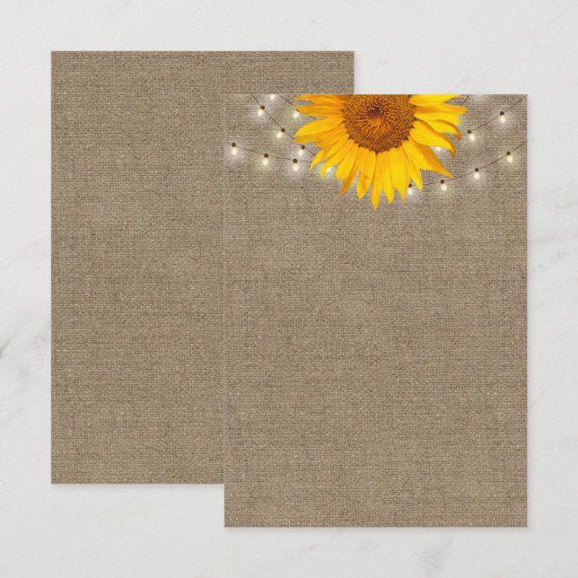 Invitation Tournesol et lampes à cordes russes Arrière - plan (Devant / Derrière)