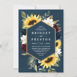 Invitation Tournesol et marine Magnolia Mariage de Bourgogne