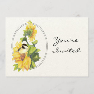 Invitation Tournesol et oiseau faits sur commande