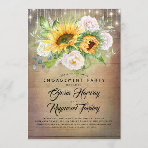 Invitation Tournesol et Rose blanche Rustic