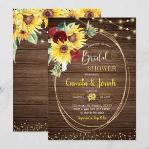Invitation Tournesol et Rose Rustic Douche nuptiale invitatio