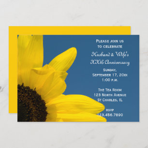 Invitation Tournesol et Sky Mariage fête d'anniversaire