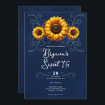 Invitation Tournesol étincelle Bleu Rustique Glam Sweet 16<br><div class="desc">Customisez comme vous voulez. Remplacez la photo au dos par votre propre photo ou retirez la photo ensemble.</div>