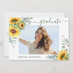 Invitation Tournesol Eucalyptus Fête de graduation
