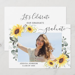 Invitation Tournesol Eucalyptus Fête de graduation