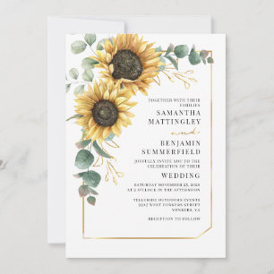 Invitation Tournesol Eucalyptus Géométrique Floral Végétal