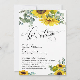 Invitation Tournesol Eucalyptus Réception Célébrons
