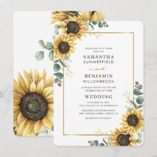 Invitation Tournesol Eucalyptus Verdure Botanique Mariage