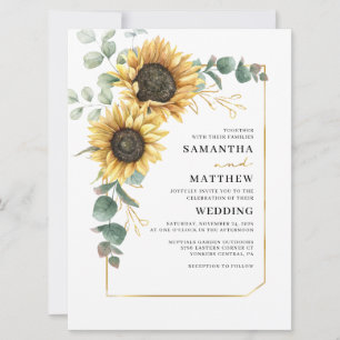 Invitation Tournesol Eucalyptus Vert Mariage floral