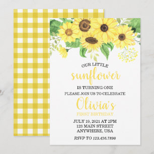 Invitation Tournesol Floral Été Premier Anniversaire 
