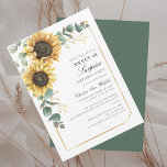Invitation Tournesol floral Eucalyptus doux 16 Anniversaire<br><div class="desc">Eucalyptus Sunflower Script Sweet 16 Anniversaire Fête Invitation vous pouvez facilement customiser avec les détails de la fête surprise en cliquant sur le bouton "Personnaliser". Avec un cadre géométrique en feuille d'or et une typographie moderne,  il est succulent et jaune vif.</div>