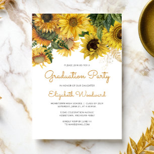 Invitation Tournesol Floral Graduation Party