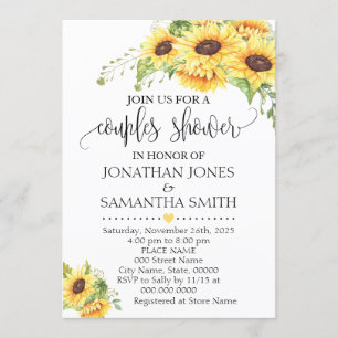 Invitation Tournesol floral romantique boho chic couples douc