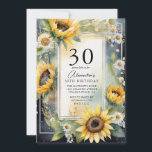 Invitation Tournesol floral rustique Script 30e anniversaire<br><div class="desc">Tournesol floral rustique Script 30th Birthday Invitation - avec,  audacieux tournesols et marguerites sur un arrière - plan bleu marine,  accentué d'or. Notre invitation est parfaite pour célébrer votre anniversaire. Notre modèle facile d'utilisation vous permet de customiser facilement votre carte d'anniversaire. Tout le texte est facilement modifiable.</div>