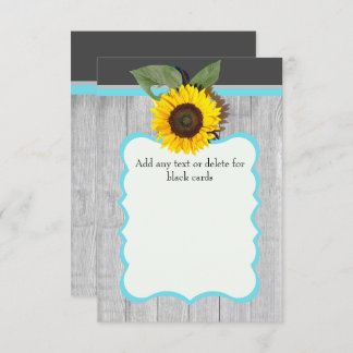 Invitation Tournesol Gris bois turquoise bleu rustique Mariag