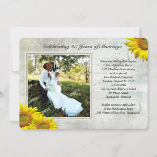 Invitation Tournesol Grunge photo Renouvellement des voeux de