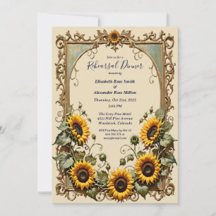 Invitation Tournesol jaune avec répétition de dîner dans un c